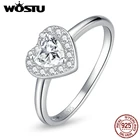 Wostu Новое серебряное кольцо на палец яркое любовное кольцо ослепительное блестящее в форме сердца Кристал для свадьбы, помолвки ювелирные изделия подарок FIR725