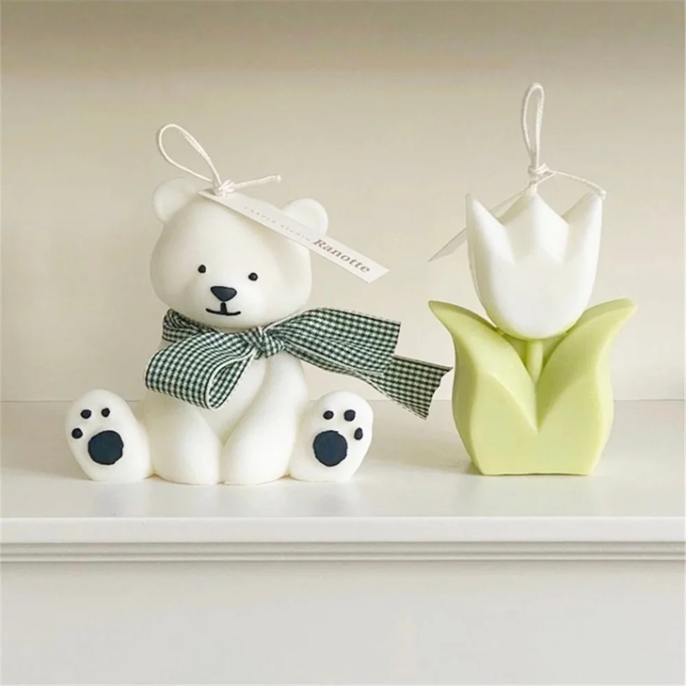 

Cute Bear Candle Silicone Mold Animals Diy Aromatherapy Mould Handmade Plaster Craft Cake Decorating Soap Making Home Ornaments