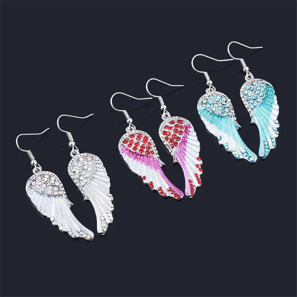 

1 Pair Rhinestone Angel Wing Drop Earrings Dangler for Women Girls Fashion Charm Jelwery Vintage Luxury Bling Hook Earrings