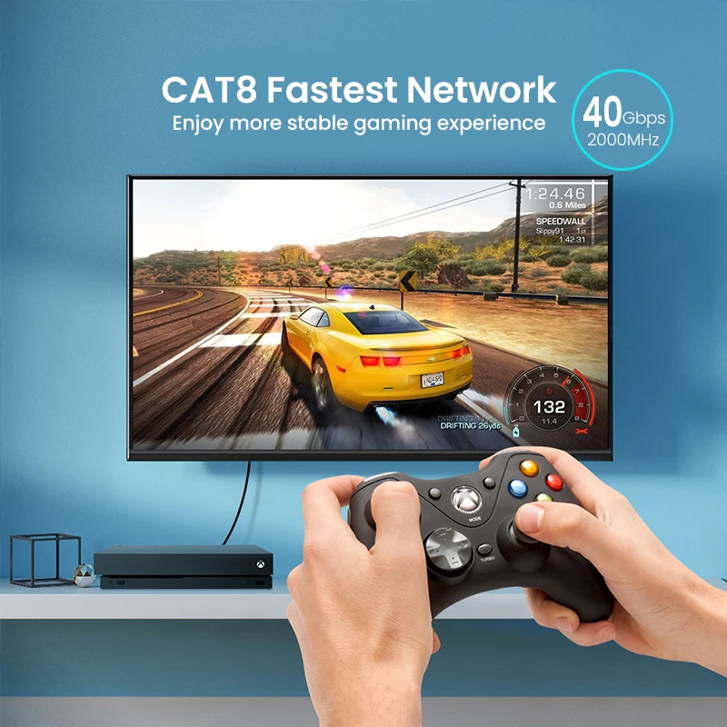 Ethernet-кабель Ugreen Cat8 RJ 45 Сетевой Кабель SFTP Lan RJ45 патч-корд для PlayStation PS 4 роутера