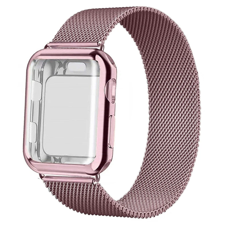 

Milanese Watch Band + Case For Apple Watch Series 6 SE 5 4 40mm 44mm 38mm 42mm Stainless Steel Strap Wrist Bracelet for iwatch