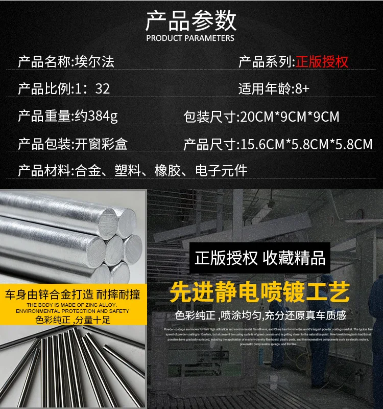 1:32 Hong Kong модель звезда няня фургон имитационная игрушка автомобиль 6 открытые двери раздвижные двери откатные звуковые огни игрушки для детей