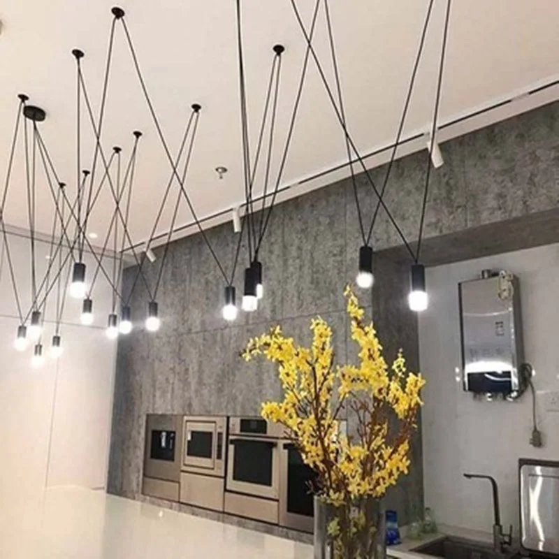 

Design Geometric DIY Pendant Lights Match Line Led Hanging Light Fixture Fixture Wire Hanging Lamp Lustre Home Decor Industrial