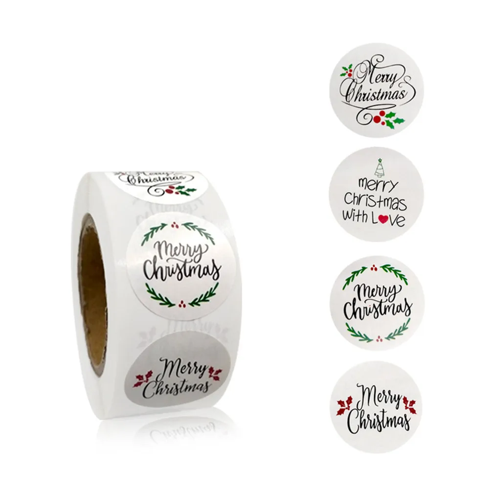 

500pcs/roll label Stickers 1 inch Christmas Gift Decoration Packaging Stationery Happy Holidays Seal Label