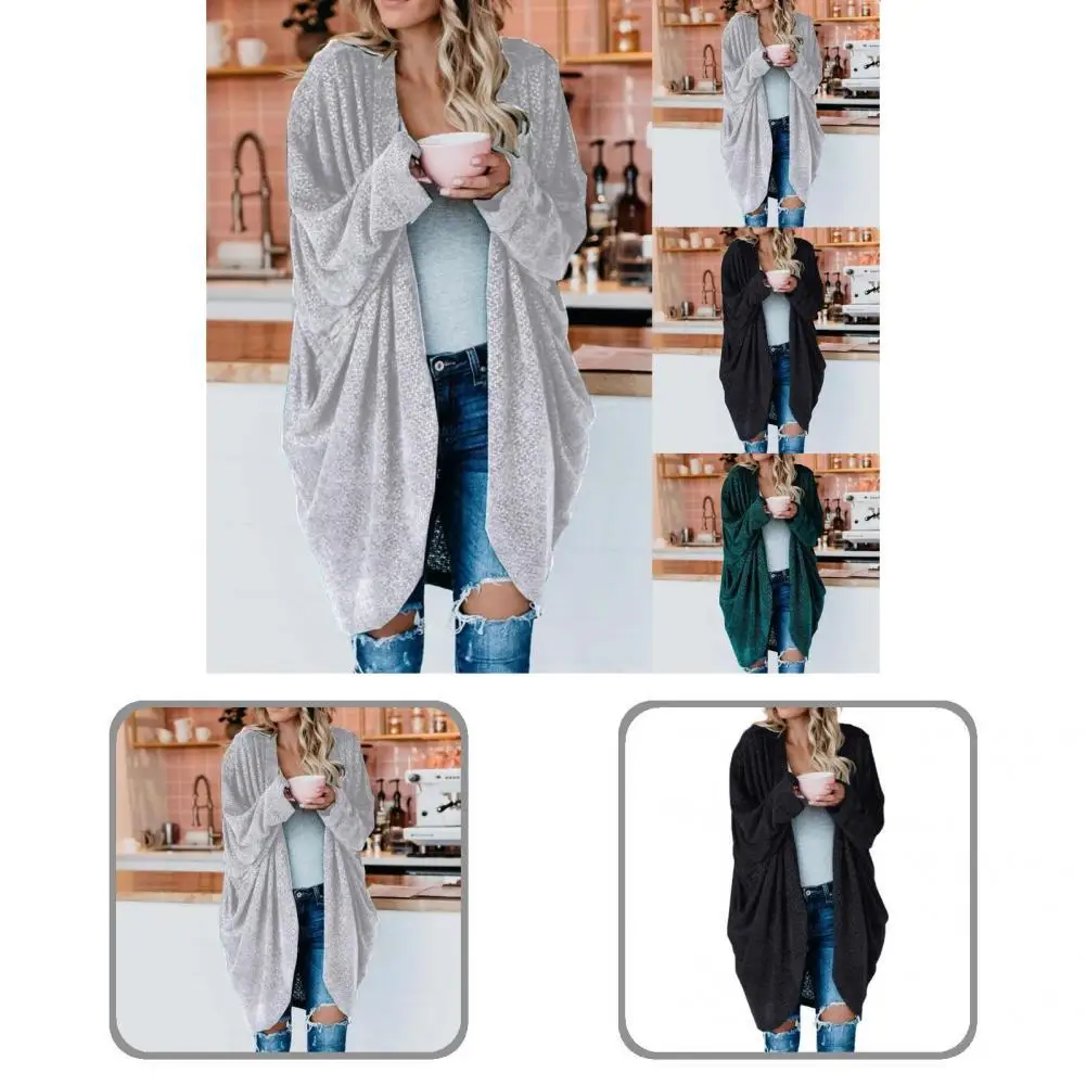 

All-Match Super Soft Draped Big Pockets Lady Knitted Cardigan Outerwear