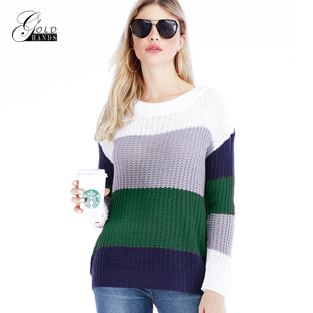 Gold Hands Autumn Winter New Casual Fashion Brand Knitted Sweater Loose Long O-neck Sleeve Pullover Off Shoulder Street Sweaters | Водолазки