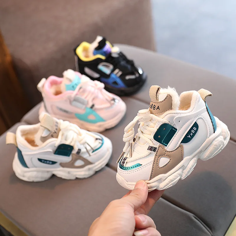 

Winter Chunky Sneakers for Children Kids Fashion Trainers Comfortable Arch Support Boys Girls Sport Shoes Black Pink Gray E11151