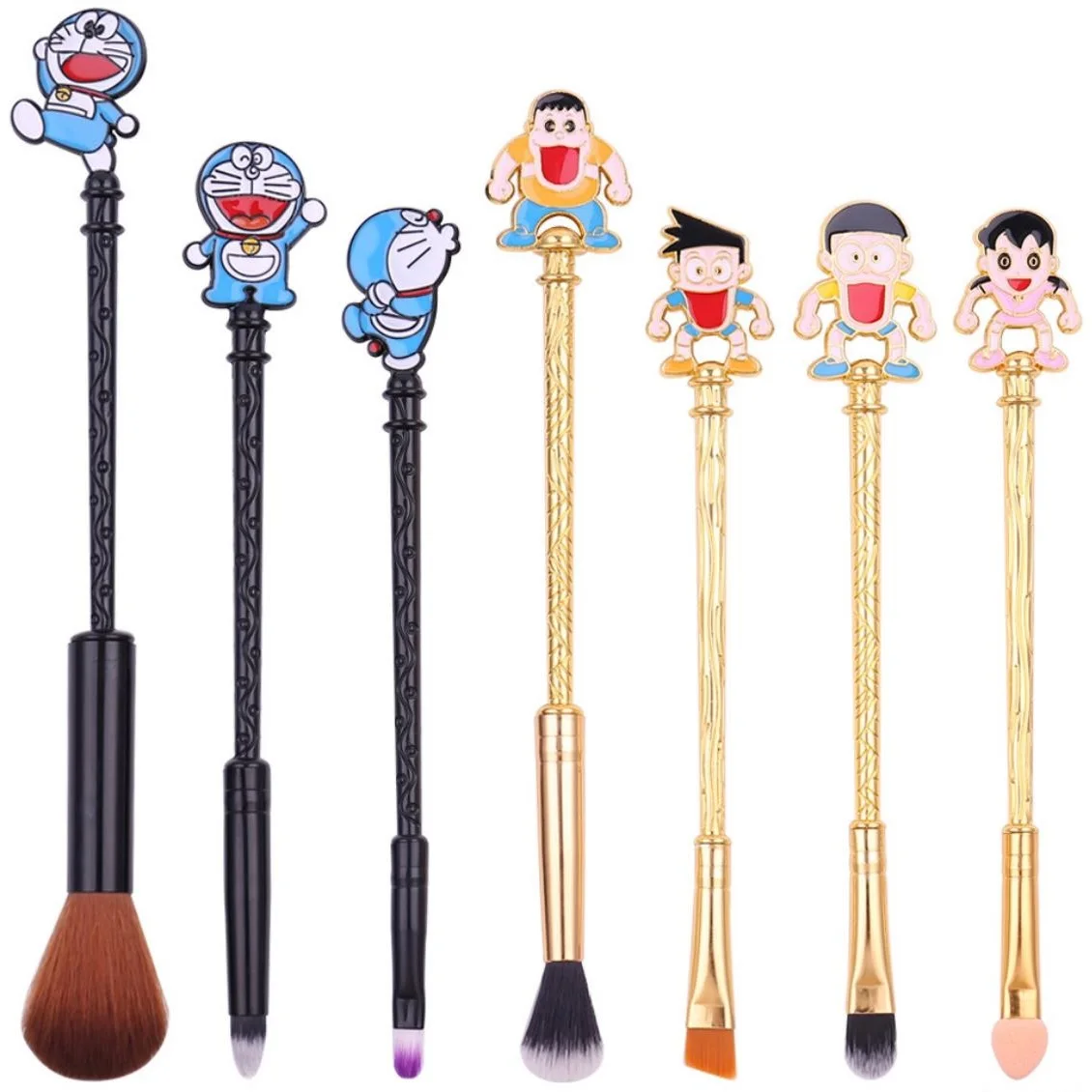 

7 шт. Мультяшные кисти для макияжа, кисть для теней для век, кисть для губ, губка, палочка, кисть для ремонта румян, инструменты для периферийн...