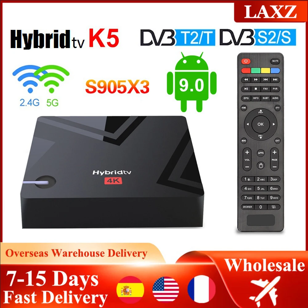

K5 Smart TV Box Amlogic S905X3 Quad core ARM Cortex-A55 Dual WIFI DDR3 2GB/16GB 4K HD Android 9.0 4K Media Player Set Top BOX