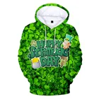 St.Patrick.sDay зеленая шляпа, одежда для ирландского фестиваля, МужскаяЖенская весенняя одежда, хит продаж, футболки, пуловер с капюшоном, Зеленый лист