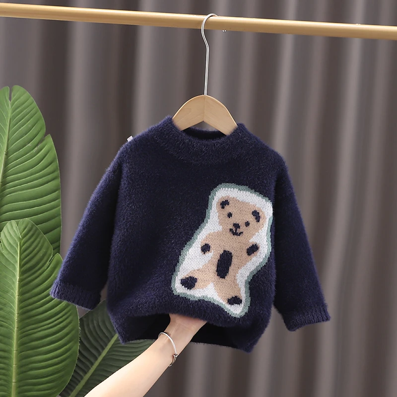 

Baby Boys Girls Sweaters 2021 Autumn Winter Cartoon Bear Children Sweaters Toddler Infant Casual Knitted Tops Kids Clothing