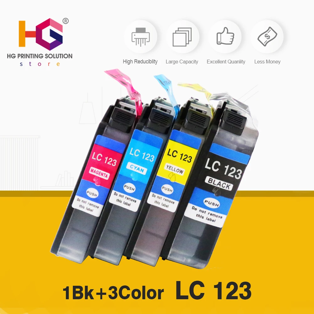 4 шт. картриджи для принтера Brother LC123 mfc-J4510DW MFC-J4610DW LC 123 MFC-J4410DW J4710DW | Компьютеры и