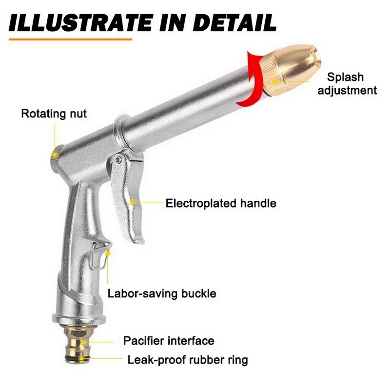 

Water Gun For Cleaning Car Wash Machine Portable High-pressure Garden Watering Hose Nozzle Sprinkler Foam Gun Garden sprayer
