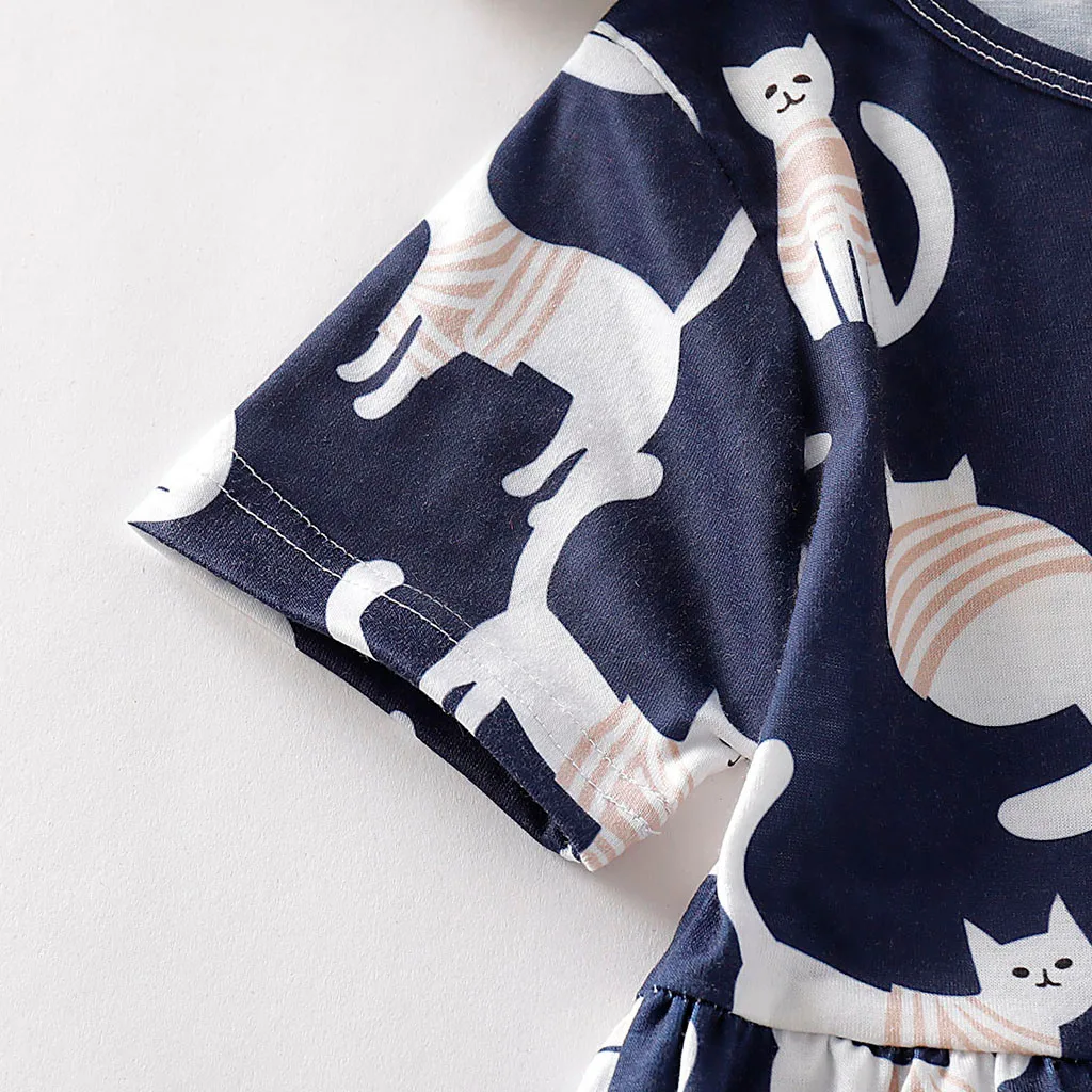 Casual Clothes Dress For Girls Short Sleeve Cute Animals Printed Bird dress Summer Autumn | Детская одежда и обувь