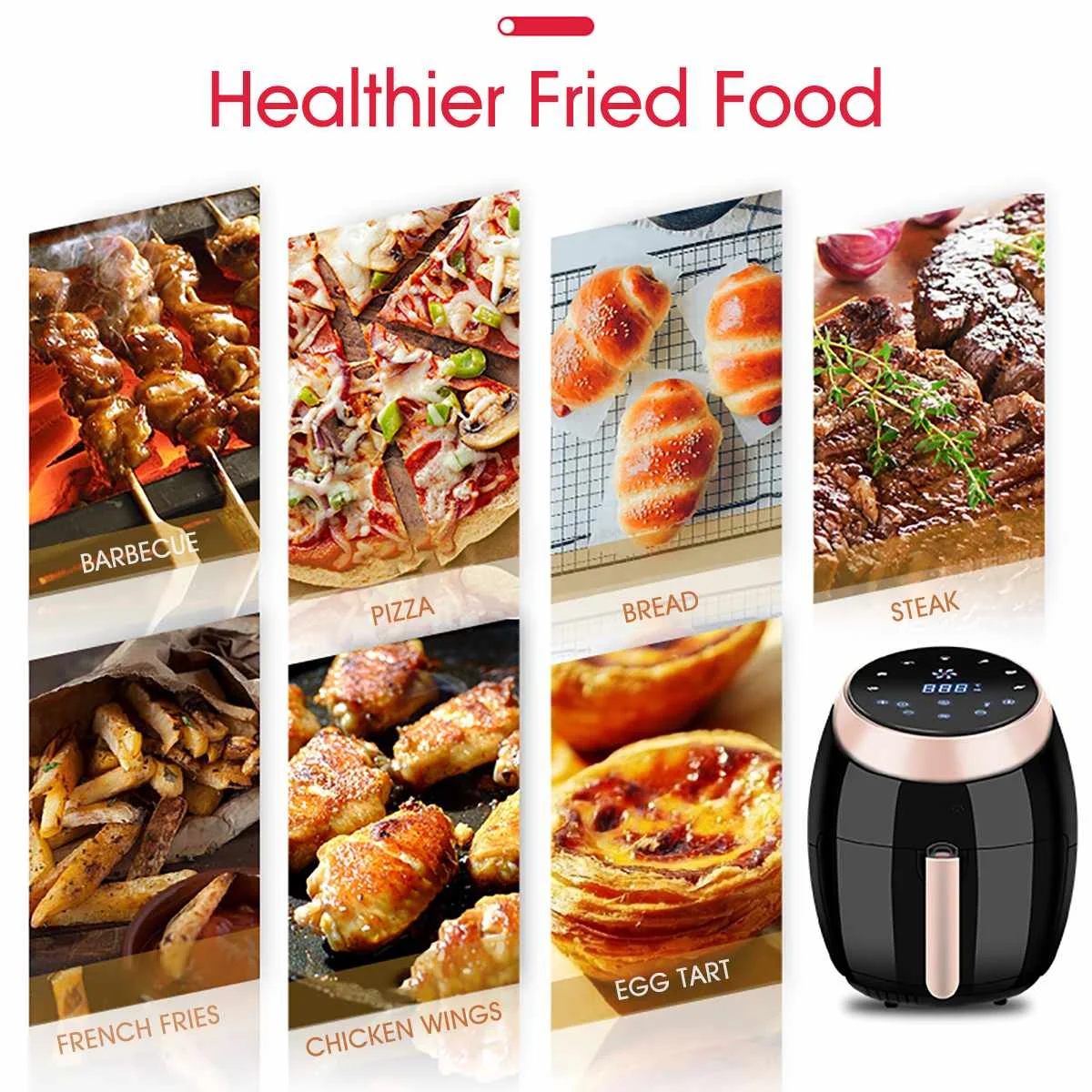 

1700W 8L Air Fryer Home Intelligent Oil Free Large Capacity Multifunction Automatic Desktop Electric Digital Deep Fryer CF2