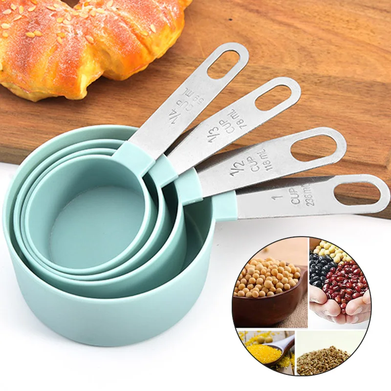 

1 Set Multi Purpose Spoons/Cup Measuring Cup Spoon Bake Tool PP Baking Accessories Stainless Steel/Plastic Handle Kitchen Gadget