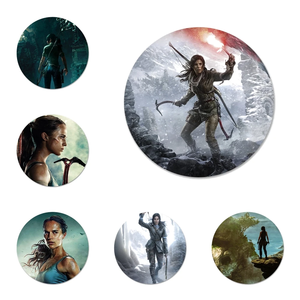 

58mm Tomb Raider Icons Pins Badge Decoration Brooches Metal Badges For Clothes Backpack Decoration
