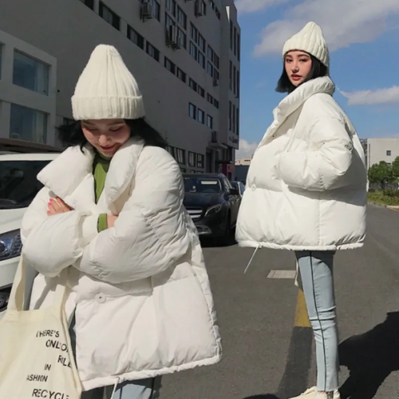 Корейские зимние женские пальто новинка 2019 большие размеры свободная хлопковая одежда студенческие