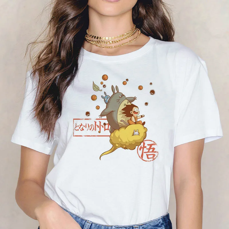 Totoro t shirt Miyazaki Hayao cartoon female clothes femme Anime Spirit Away tshirt Studio Ghibli t-shirt women Japanese | Женская
