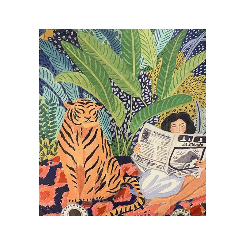 

Nordic Multifunction Tiger Newspaper Girl Bohemia Throw Blanket Sofa Covers Tassel Dust Cover Air Conditioning Blankets For Bed