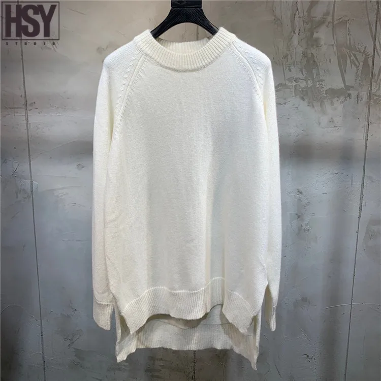 Осень зима 2019 новинка Женский пуловер с длинным рукавом и круглым вырезом