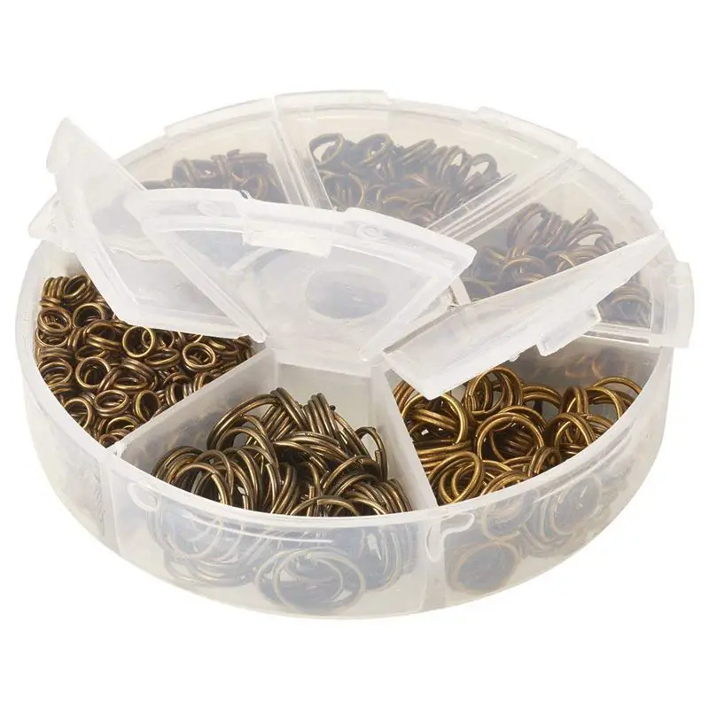 1 коробка смешанные размеры античные бронзовые сплит железные двойные кольца без