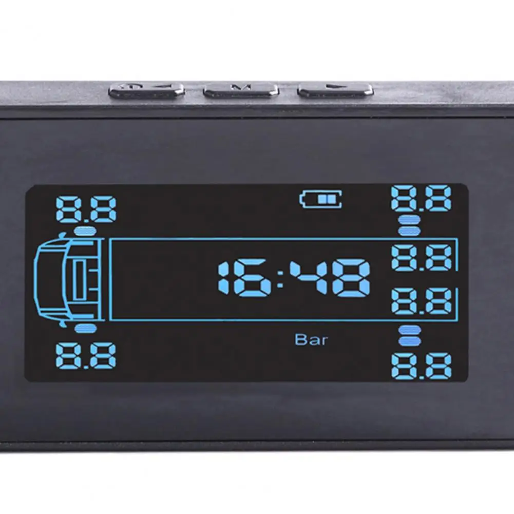 

Tyre Pressure Monitor Solar Power with 6 Sensor Black Auto Security Alarm Tire Pressure Control Monitor System for Truck