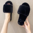 Зимние теплые тапочки, женские меховые домашние тапочки, мягкие женские тапочки, модная меховая женская обувь на плоской подошве, женские шлепанцы для дома и улицы