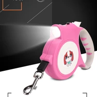 pet accessories cartoon automatic retractable long short leash dogs roulette led light for dogs extending night walking leads