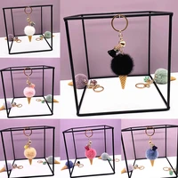 1pc womens cute keychain creative ice cream pendant keychain plush bags hang cone car key chain ring bags pendant jewelry gifts