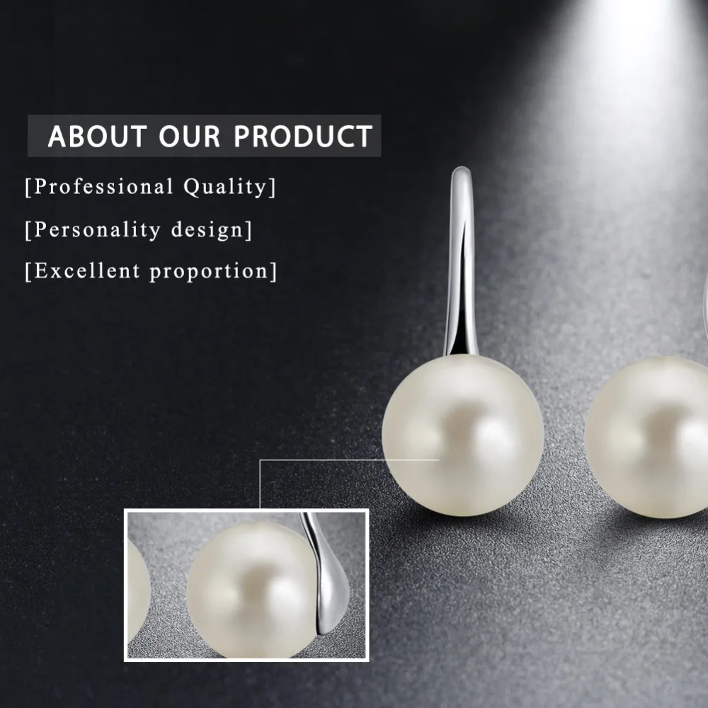 ORSA JEWELS 925 пробы серебряные женские серьги-Крючки 4 цвета круглые жемчужные висячие серьги Модные ювелирные изделия подарок для женщин SE69