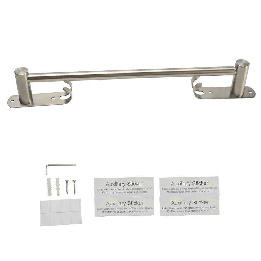 

Stainless Steel Easy Install For Bathroom Self Adhesive Adjustable Length Hotel Towel Bar Home Brushed Finish Wall Mounted