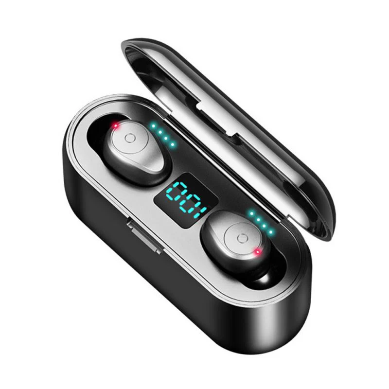 With led display Wireless Earphone Bluetooth 5.0 LED Display F9 TWS Sport Waterproof Headphone Earbud 8D Stereo Headset With Power Bank Dropship - Color: With led display