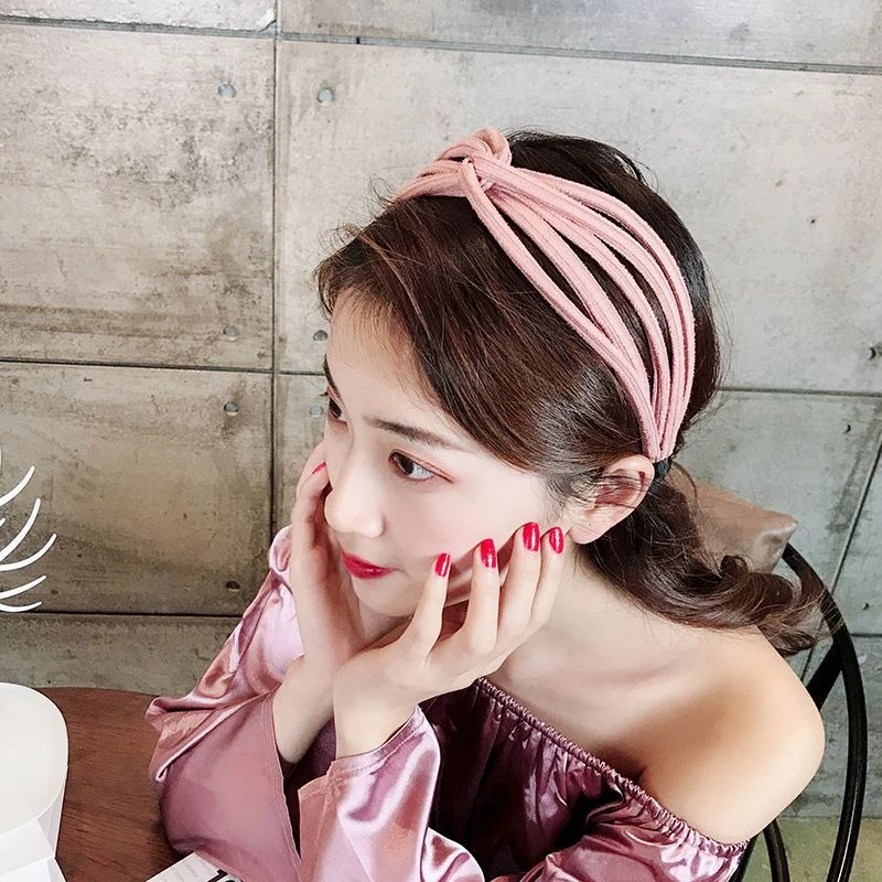 

Fashion Soft Beauty Knotted Headband Solid Turban Headwear Classic Style Girls Hair Accessories Lady for women Hair Band