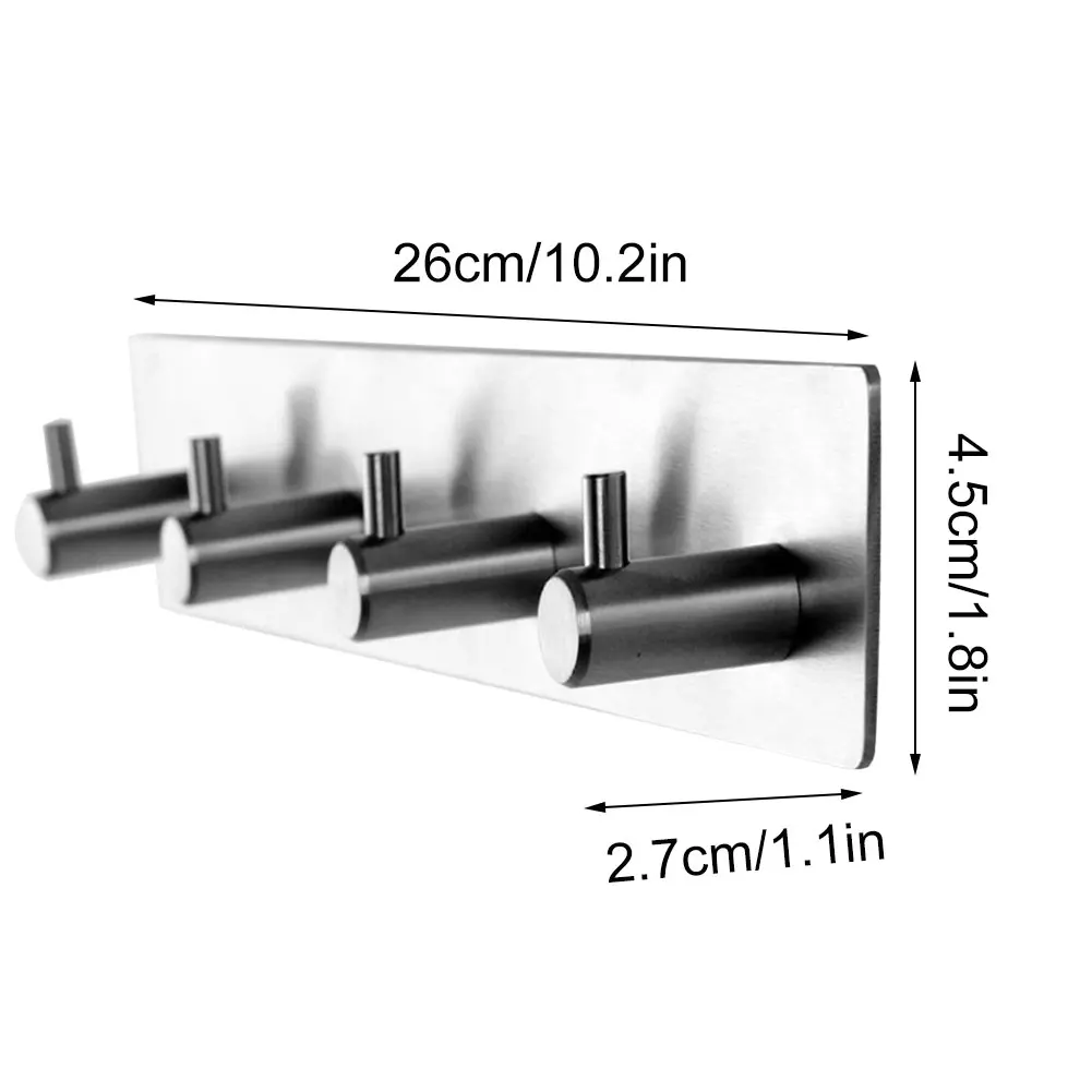 

Self-Adhesive Hook Stainless Steel Wall Mounted Tower Rack Holder For Bathroom Silver Kitchen Wall Hook Bathroom Towel Rack