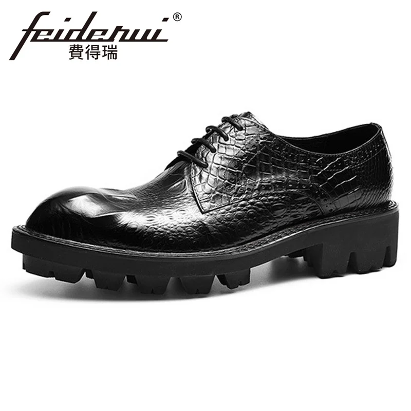 Мужские туфли-оксфорды из натуральной кожи с круглым носком на шнурках | Обувь