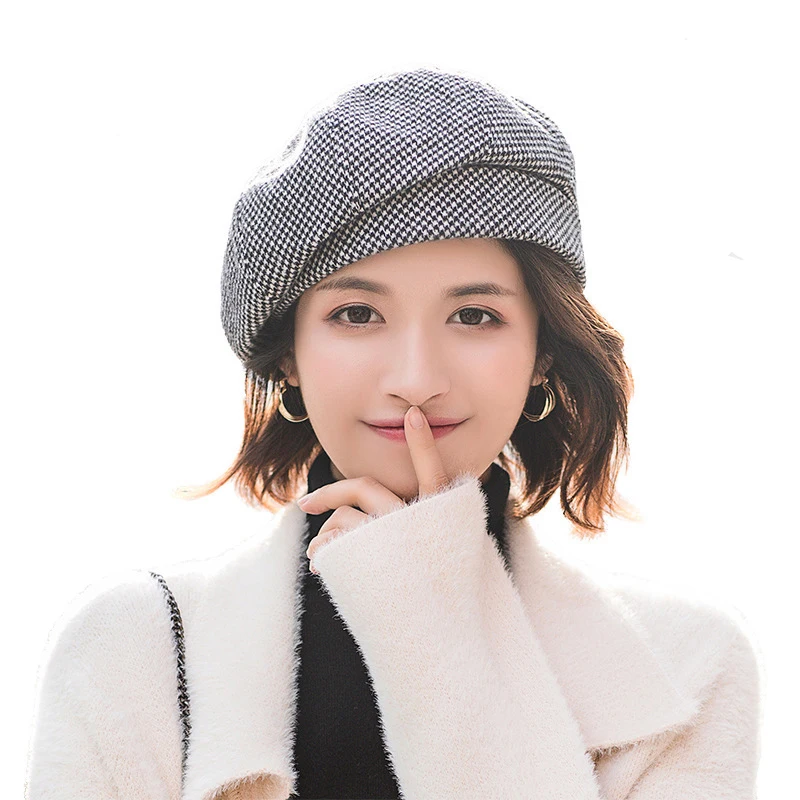 Новый элегантный женский клетчатый берет для модных осенне зимних женских