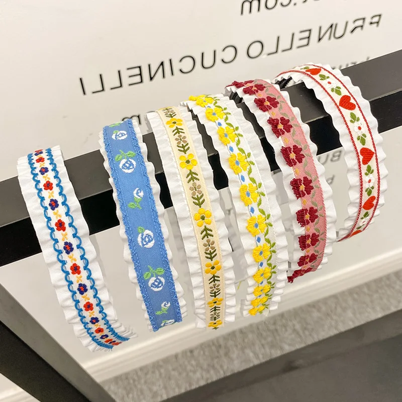 Обруч для волос с вышивкой в корейском ретро-стиле |