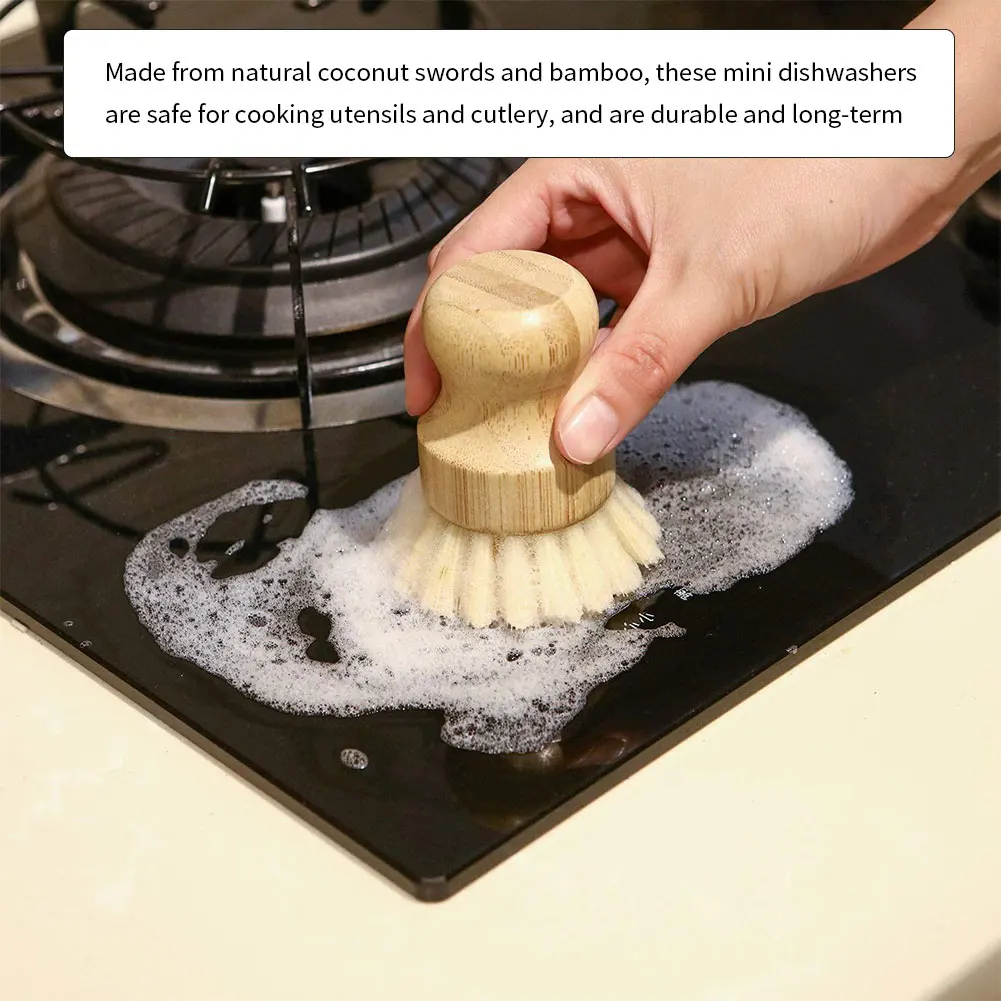 

4PCS Multifunctional Kitchen Cleaning Brush Stovetop Brush Palm Round Dish Brush Tableware Pot Dish Cleaning Washing Tool