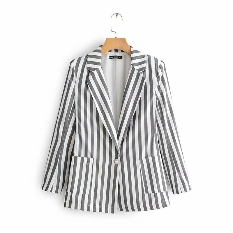 

Retro stripe suit jacket female plus size 2021 summer new fashion and elegant professional OL casual small suit
