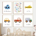 Картина на холсте с изображением грузовика ракеты самолета автомобиля алфавита, плакаты и принты для детской комнаты