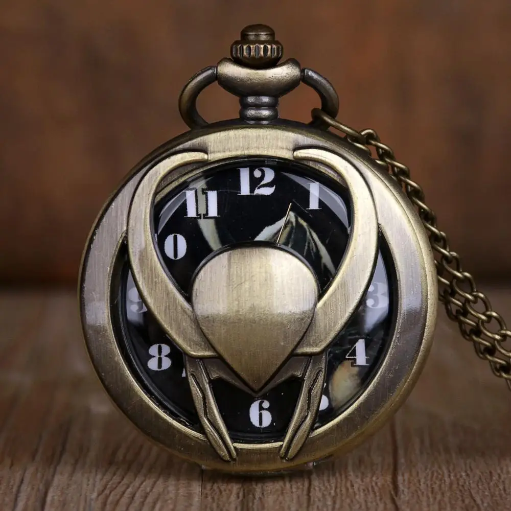 Бронзовый винтажный кулон карманные часы Relogio LOki De Bolso кварцевые часы с ожерельем с цепочкой подарок TD2074