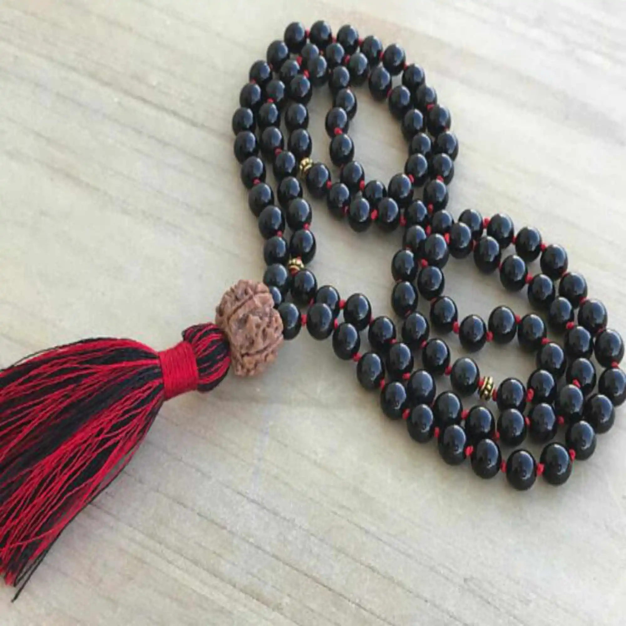 

8mm Black Obsidian Gemstone 108 Kont beads Necklaces Classic Mental Wristband Energy All Saints' Day Elegant Practice Taseel