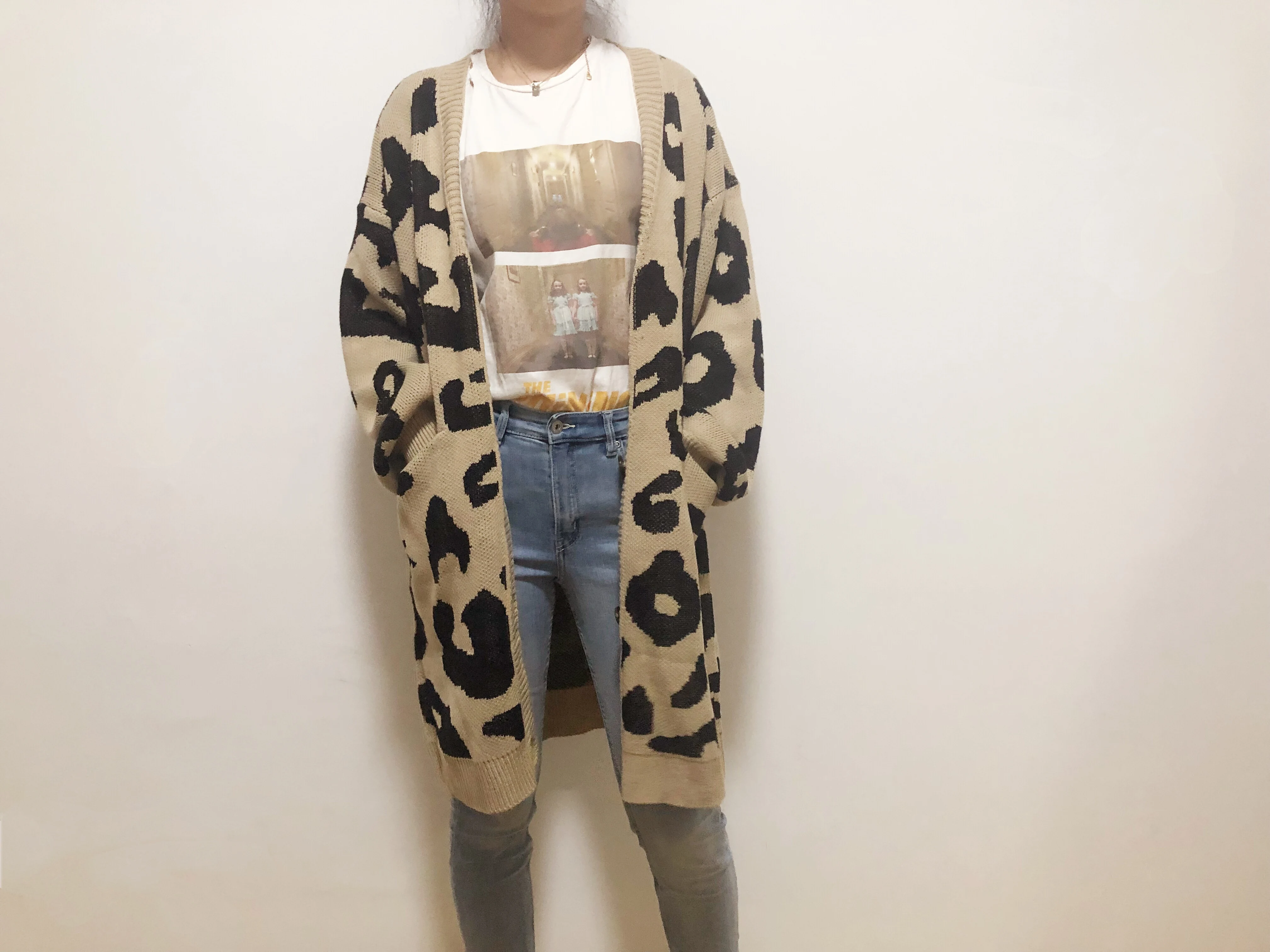 Женский леопардовый кардиган с длинным рукавом карманами| |