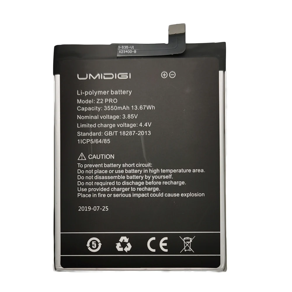 2 шт./лот 3550 мАч 3 85 В Сменный аккумулятор для телефона Umi Z2 Pro UMIDIGI PRO|Аккумуляторы