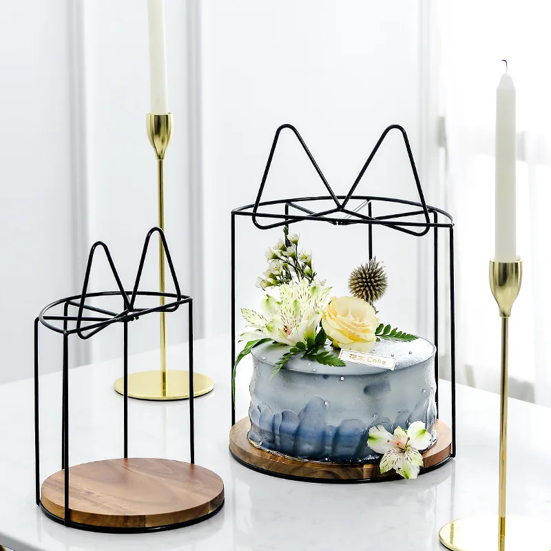 

Cake Display Rack Dessert Plate Iron Wooden Tray Hotel Wedding Cake Stand Birthday Party Celebration Decorations