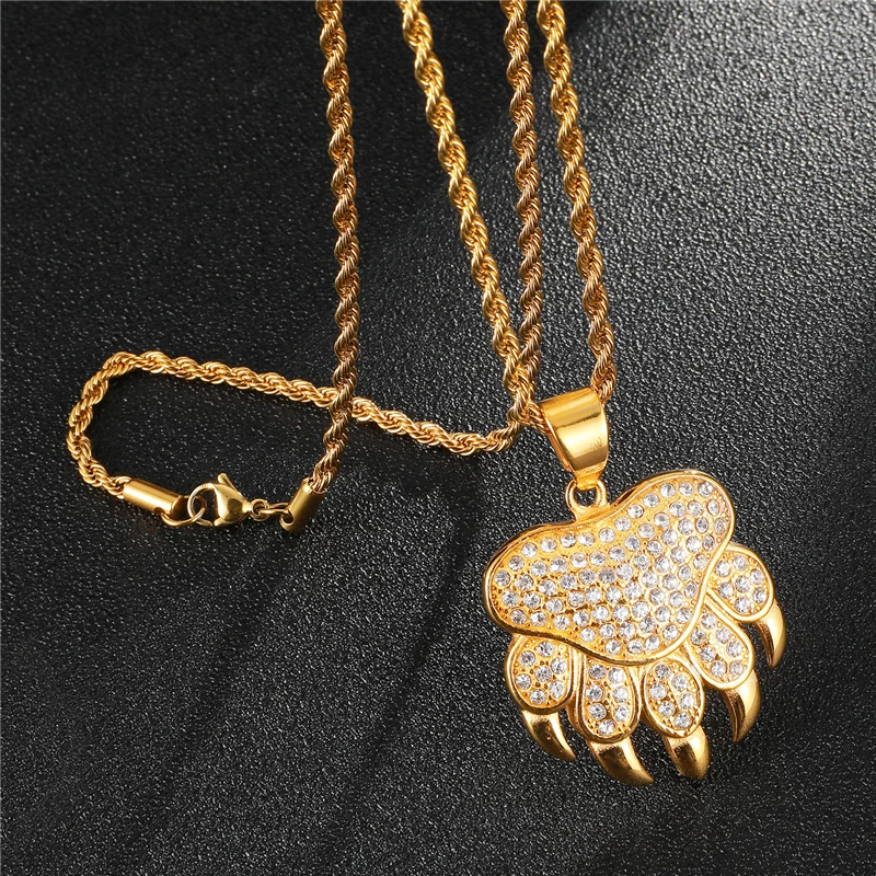 Милое ожерелье с яркими стразами в форме лапы кулонами 24 &quotвитая веревка на