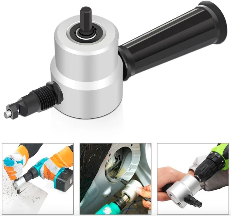

New Sheet Metal Cutting Double Head Sheet Nibbler Saw Cutter Tool Drill Attachment Free Cutting Tool Nibbler Sheet Metal Cut