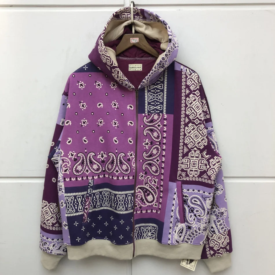 

Cashew Flower Printing KAPITAL Hoodie Men Women 1:1 Best Quality Heavy Fabric Pullovers Front Back Stitching Sweatshirts