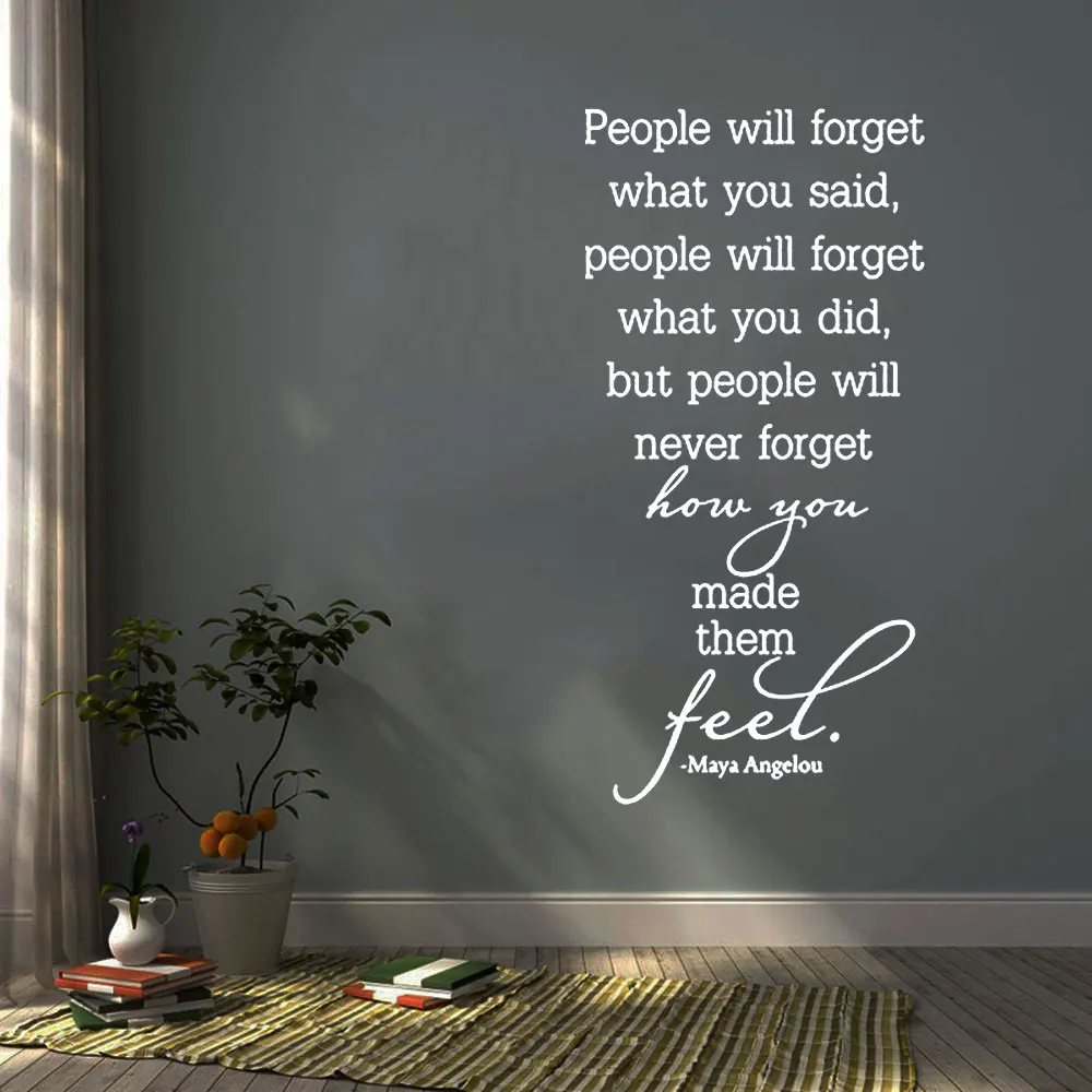 

Maya Angelou Quotes Wall Sticker People Will Forget Vinyl Wall Decals Interior Art Decoration Room Bedroom Decor Mural DW8470